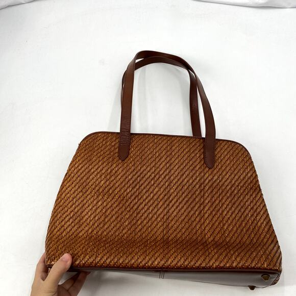 Fossil brown straw weaved vintage bag - Picture 5 of 9